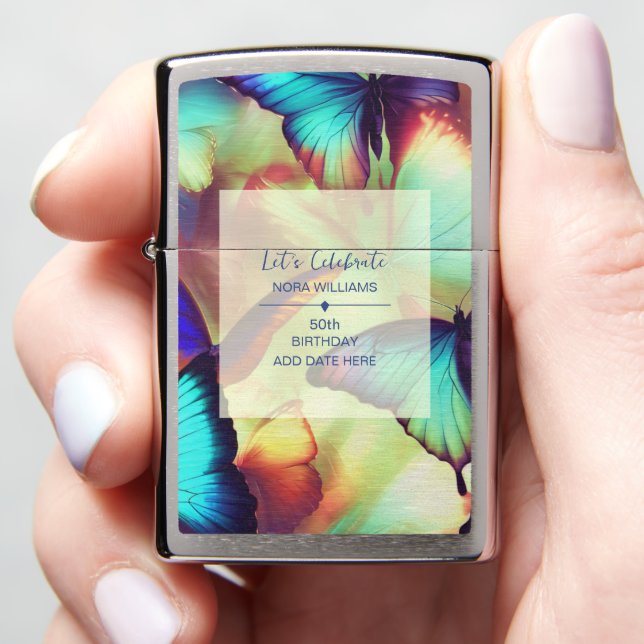 Butterfly Birthday Zippo Lighter (In Hand)