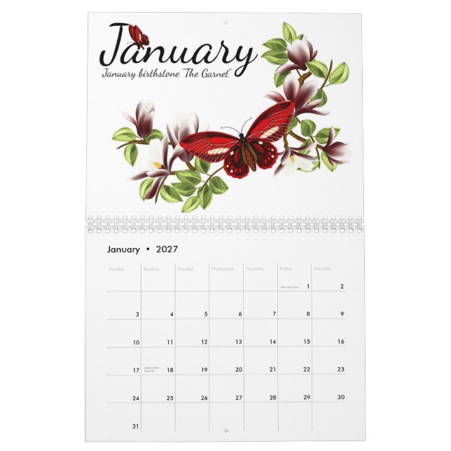 Butterfly Birthstone Calendar 2014 (Jan 2027)