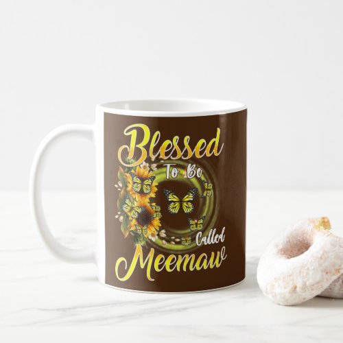 Butterfly Blessed To Be Called Meemaw Sunflower Coffee Mug