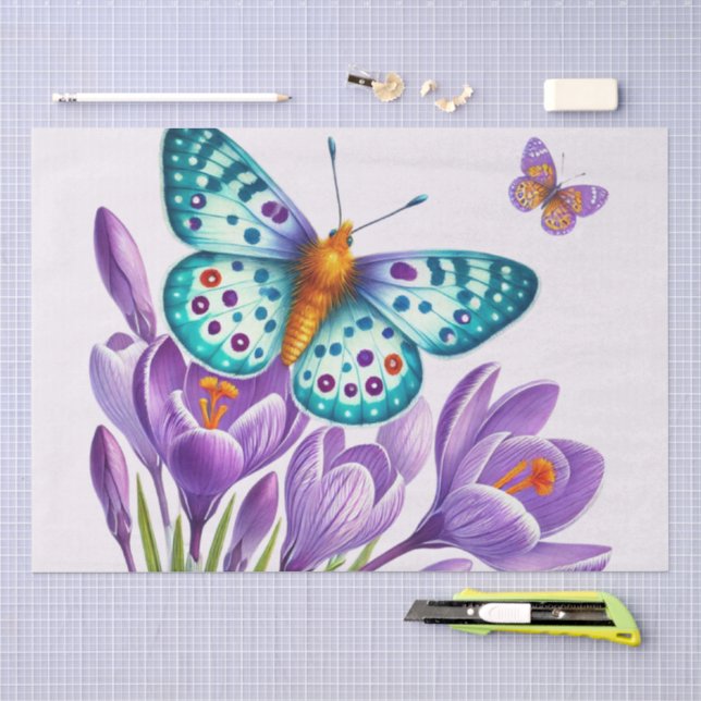Butterfly Bliss Among Flowers Tissue Paper (Craft)