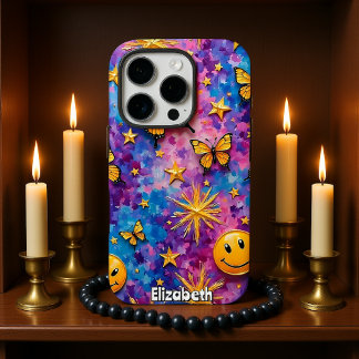 Butterfly Bliss: Smiley Starburst iPhone 16 Pro Case