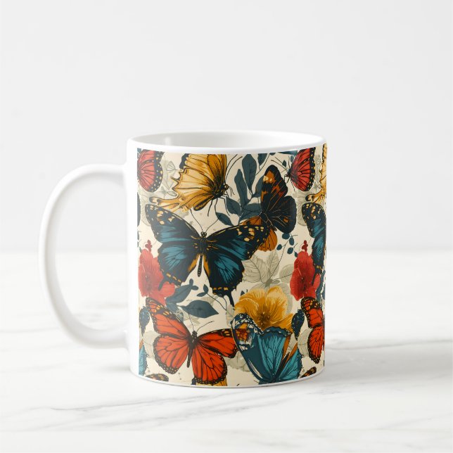 Butterfly Bliss: Vintage Coffee Mug (Left)