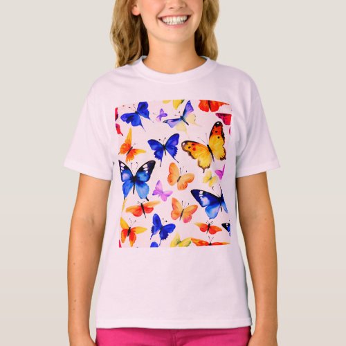 Butterfly Bliss Watercolor Fantasy T_Shirt Design