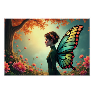 Butterfly Bloom – Whimsical Fairy in a Garden Poster