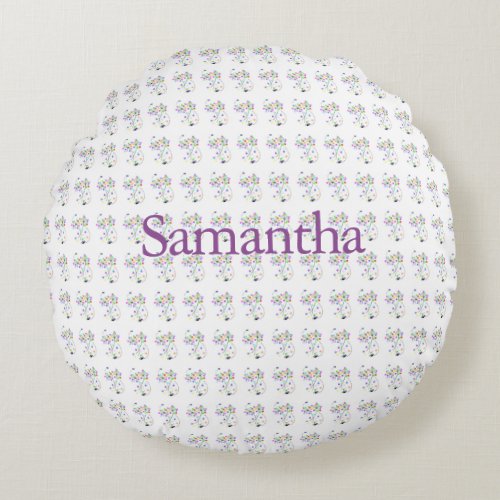 Butterfly Blooms Round Pillow