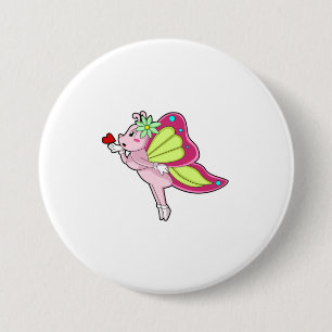 Butterfly Blossom Heart Button
