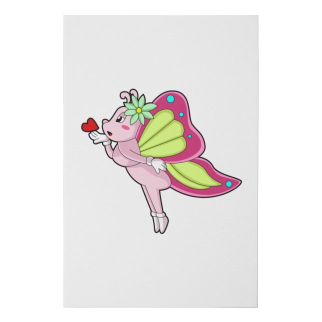 Butterfly Blossom Heart Faux Canvas Print (Front)