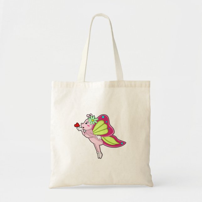 Butterfly Blossom Heart Tote Bag (Front)