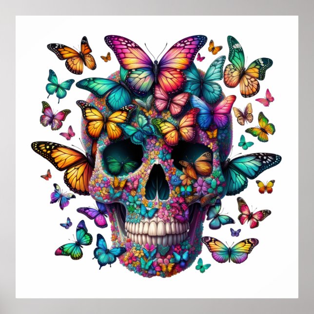 Butterfly Blossom Skull Poster (Front)