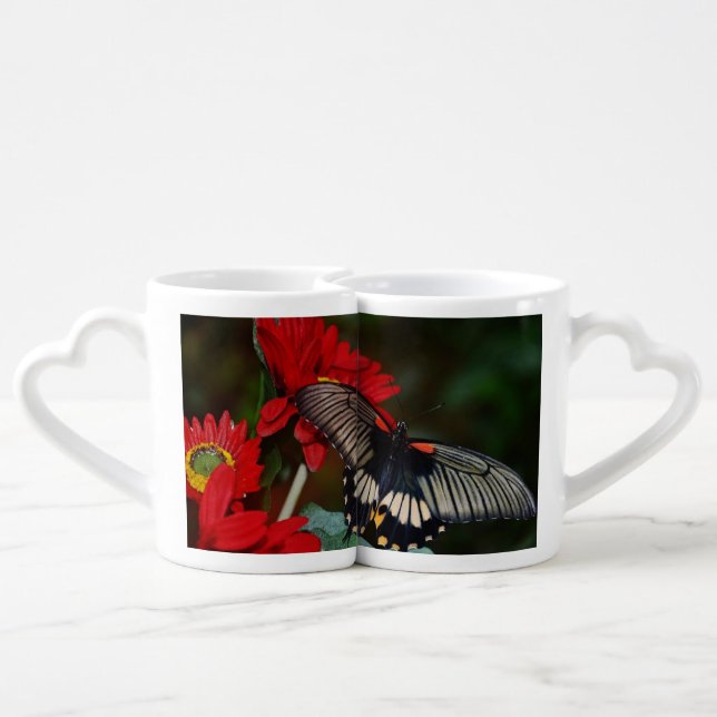 Butterfly Blossoms Love Wedding Shower Peace Coffee Mug Set (Back Nesting)