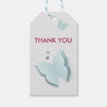 Butterfly Blue and Grey Baby Shower Gift Tags