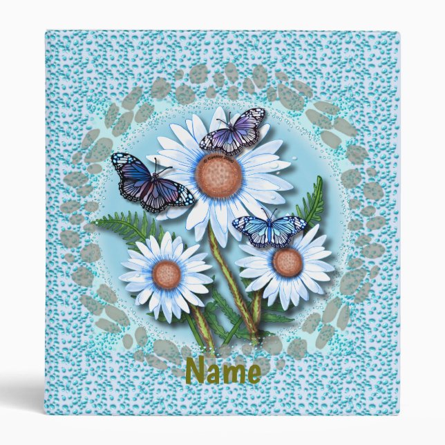 Butterfly Blue Daisies  binder (Front)