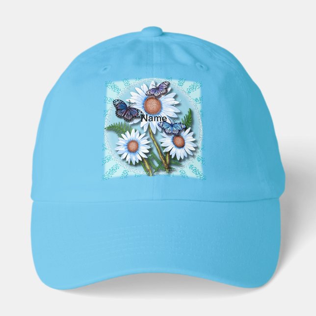 Butterfly Blue Daisies  Hat (Front)