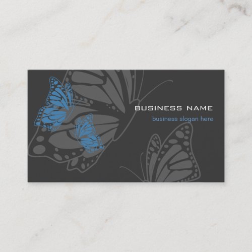 Butterfly Blue &amp; Dark Elegant Modern Business Card Template