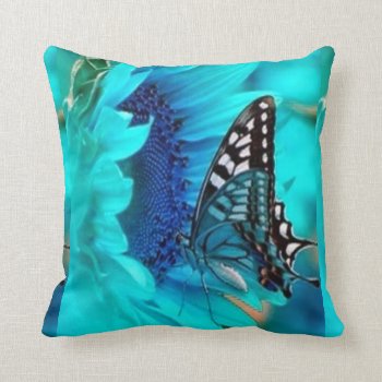 Butterfly Blue Decorative Throw Pillow by Godsblossom at Zazzle