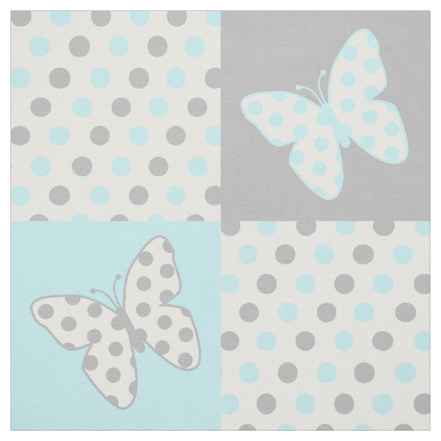 Butterfly Blue Gray Polka Dots Fabric (Swatch)