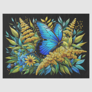 Butterfly Blue Morpho Stained Glass Decoupage Tissue Paper