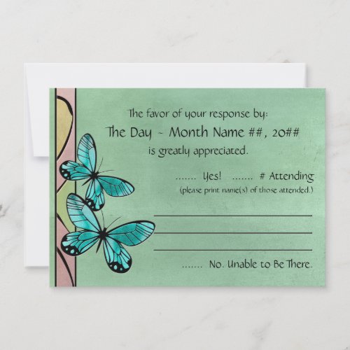 Butterfly Blue on Emerald Green Invitation