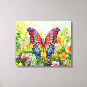 Butterfly Blue Orange Wings Canvas Print
