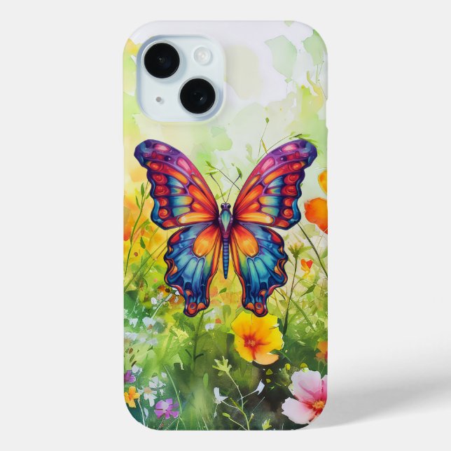 Butterfly Blue Orange Wings Case-Mate iPhone Case (Back)