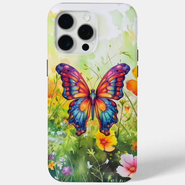 Butterfly Blue Orange Wings Case-Mate iPhone Case (Back)