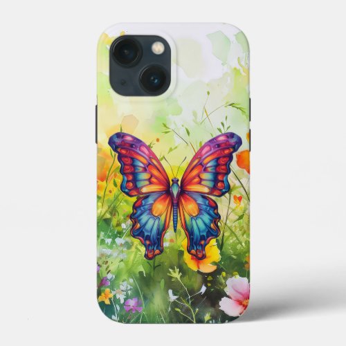 Butterfly Blue Orange Wings iPhone 13 Mini Case
