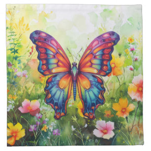 Butterfly Blue Orange Wings Cloth Napkin