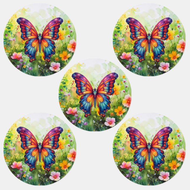 Butterfly Blue Orange Wings Clothing Labels (Group)