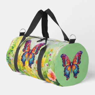 Butterfly Blue Orange Wings Duffle Bag