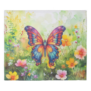 Butterfly Blue Orange Wings Duvet Cover