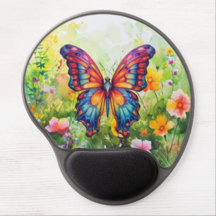 Butterfly Blue Orange Wings Gel Mouse Pad