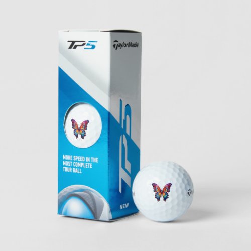 Butterfly Blue Orange Wings Golf Balls