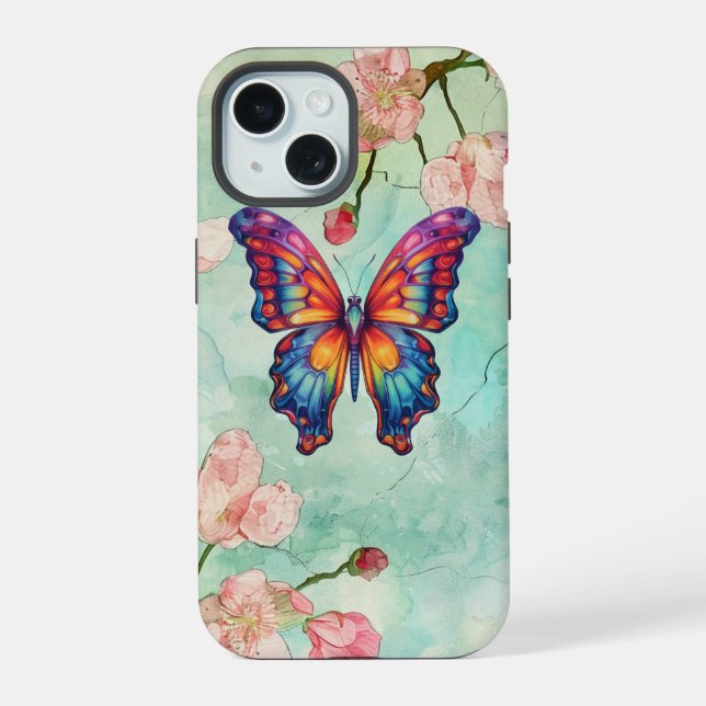 Butterfly Blue Orange Wings Iphone Case (Back)