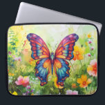 Butterfly Blue Orange Wings Laptop Sleeve<br><div class="desc">Behold the exquisite beauty of our Pretty Delicate Colorful Blue and Orange Butterfly. With its graceful wings adorned in a symphony of hues, this enchanting creature dances effortlessly through the air, captivating all who behold its splendor. Delicate shades of blue and orange blend seamlessly, creating a mesmerizing display of color...</div>