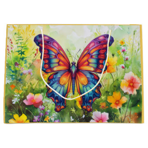 Butterfly Blue Orange Wings Large Gift Bag