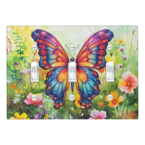 Butterfly Blue Orange Wings Light Switch Cover