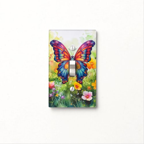 Butterfly Blue Orange Wings Light Switch Cover