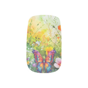 Butterfly Blue Orange Wings Minx Nail Art