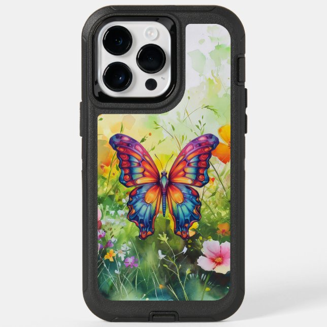 Butterfly Blue Orange Wings Otterbox iPhone Case (Back)