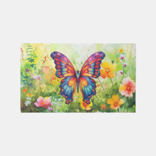Butterfly Blue Orange Wings Outdoor Rug