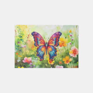 Butterfly Blue Orange Wings Outdoor Rug
