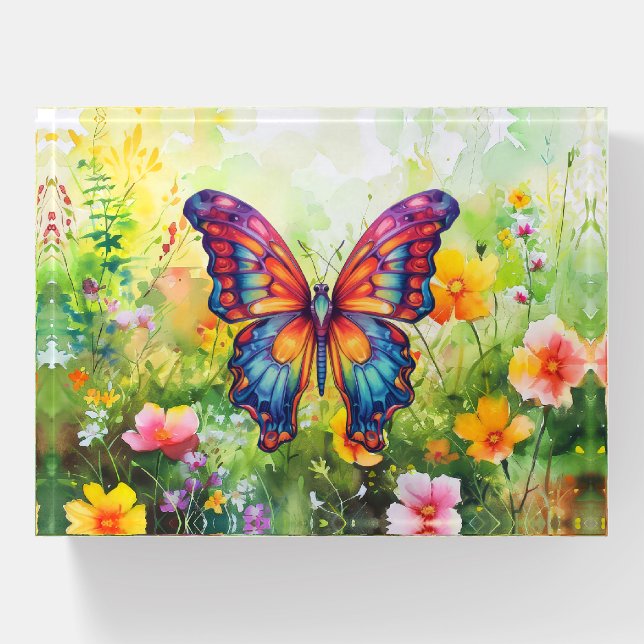 Butterfly Blue Orange Wings Paperweight (Front)