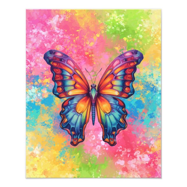 Butterfly Blue Orange Wings Photo Print (Front)