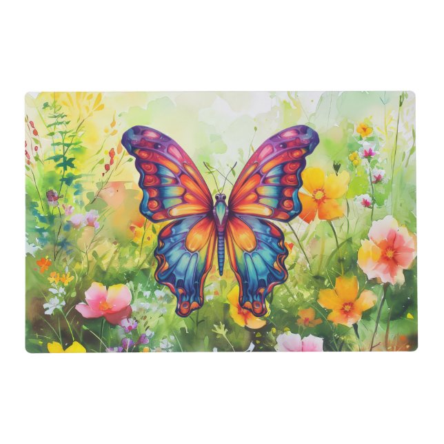 Butterfly Blue Orange Wings Placemat (Front)
