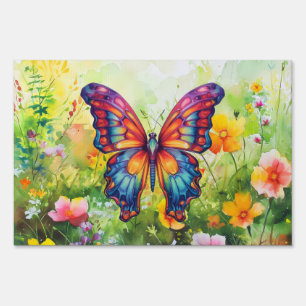 Butterfly Blue Orange Wings Sign