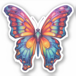 Butterfly Blue Orange Wings Sticker