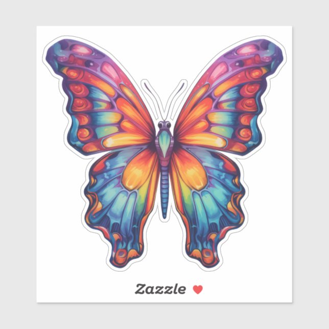 Butterfly Blue Orange Wings Sticker (Sheet)