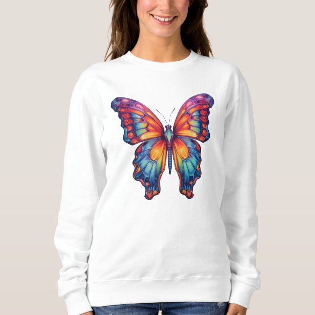 Butterfly Blue Orange Wings Sweatshirt (Front)