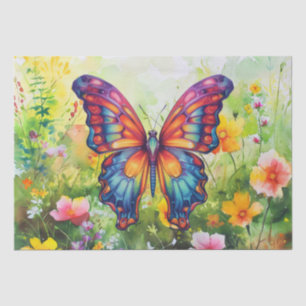 Butterfly Blue Orange Wings Tissue Paper