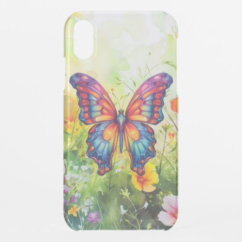 Butterfly Blue Orange Wings iPhone XR Case